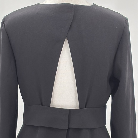 Intermix Nadya Open Back Long Sleeve Peplum Crepe Top in Black - Size Small - Picture 6 of 10